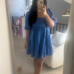 Blue Puff Sleeve Dress